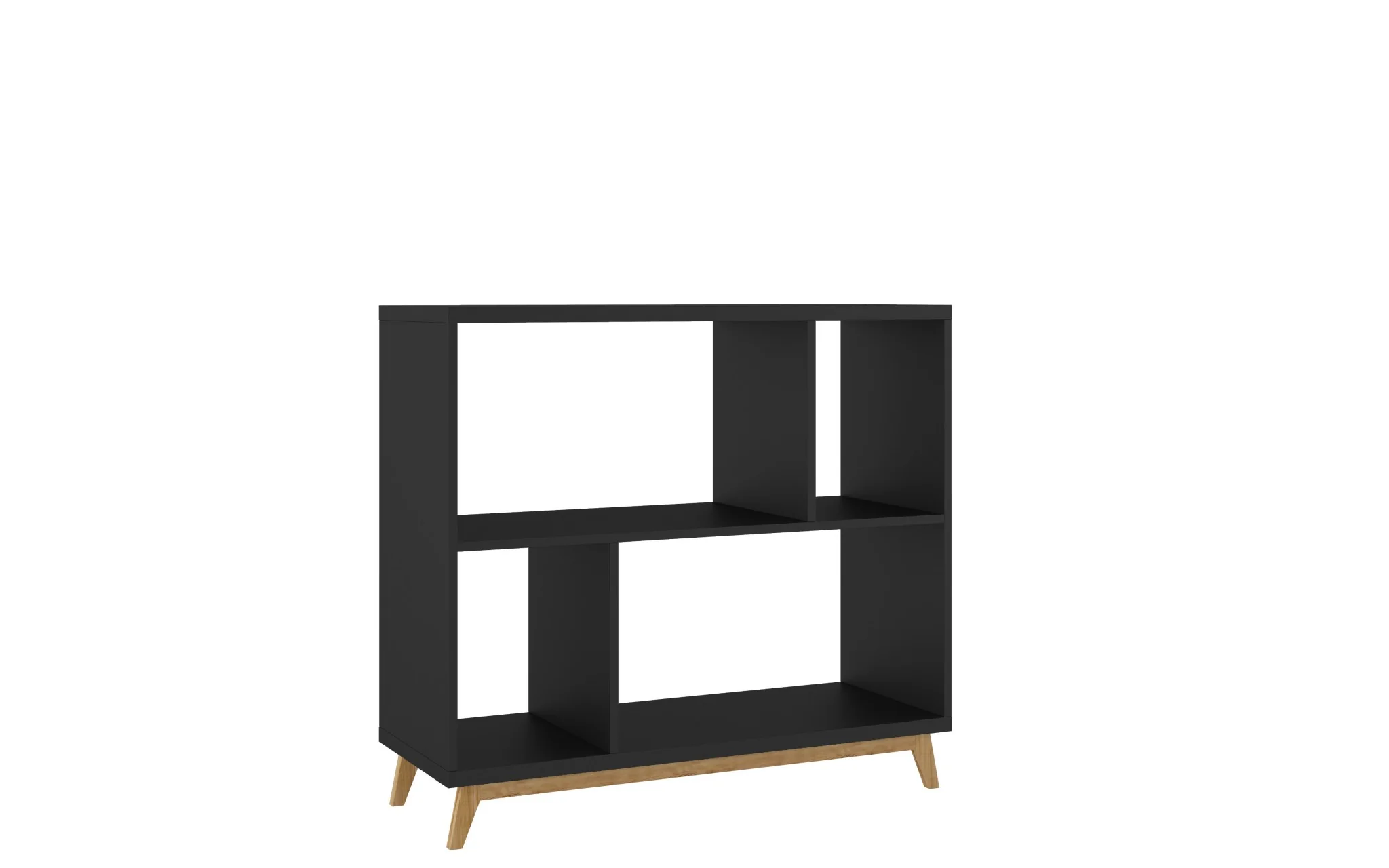 Modern Black and Natural Bookcase By Homeroots - Image 4