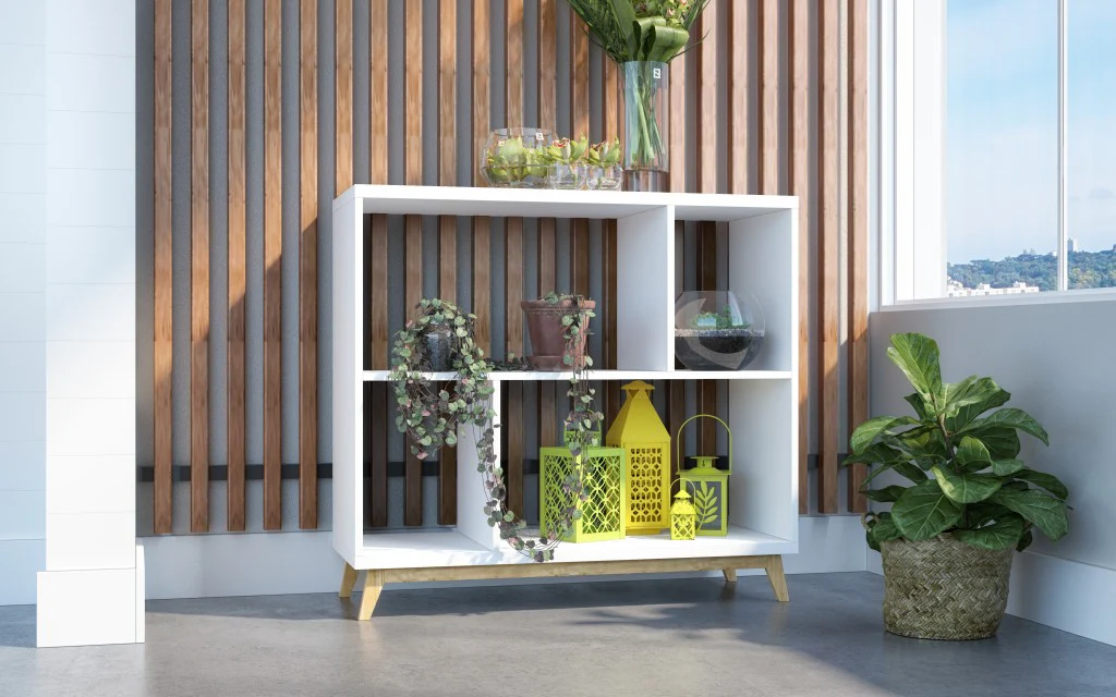 Modern Black and Natural Bookcase By Homeroots - Image 8