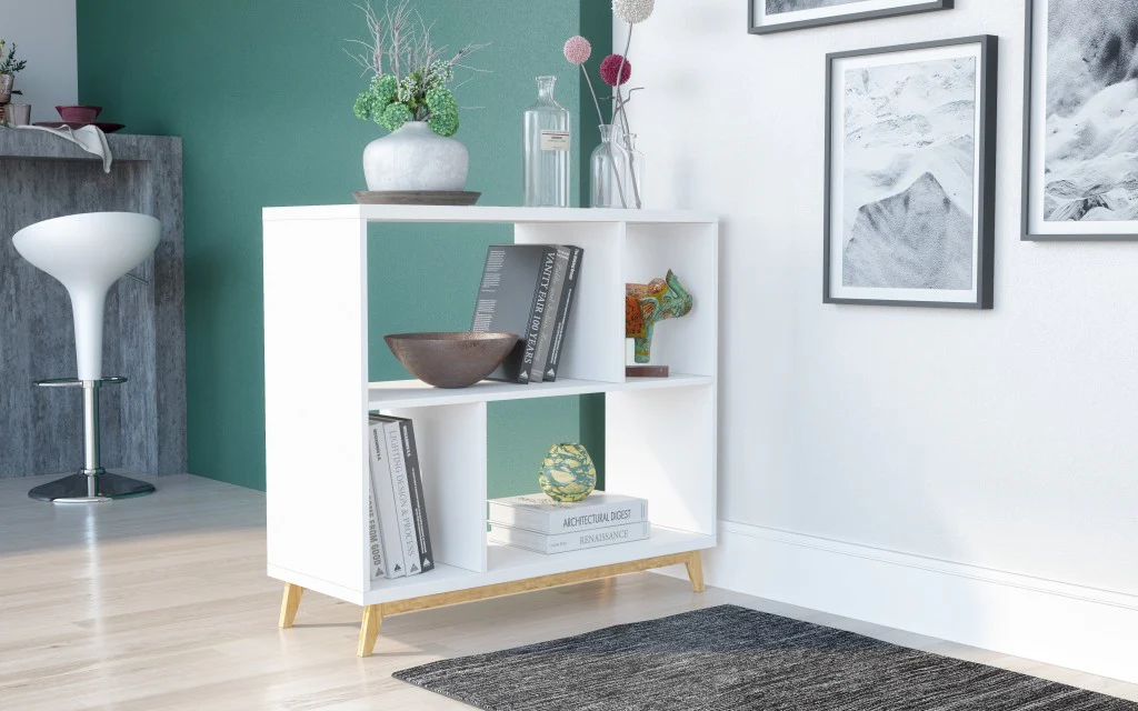 Modern Black and Natural Bookcase By Homeroots - Image 9