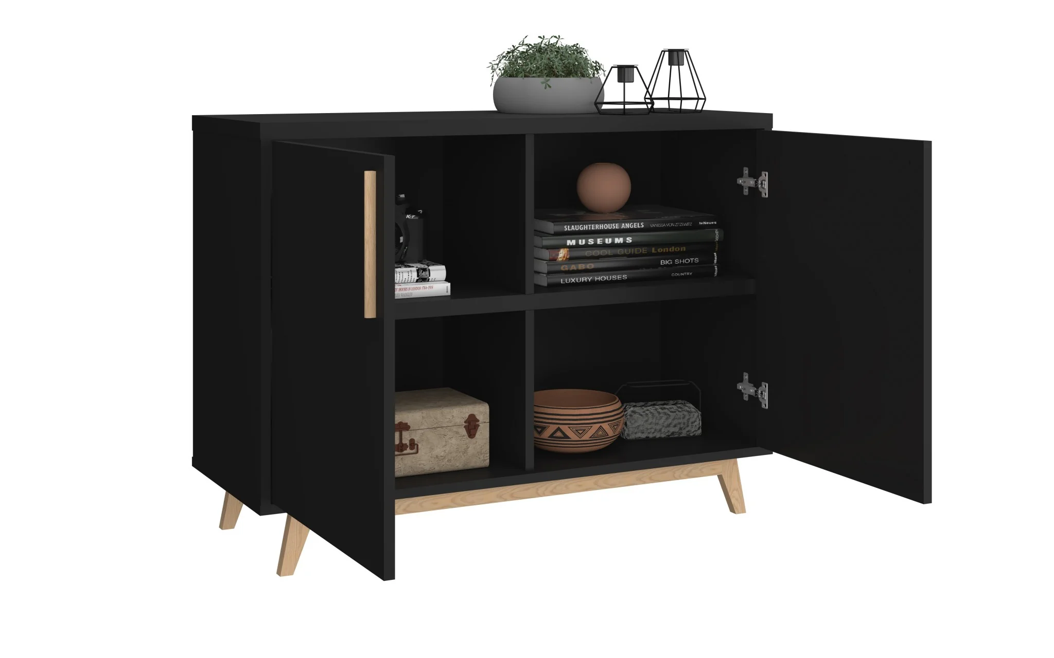 Modern Black And Natural Two Door Buffet By Homeroots - Image 3