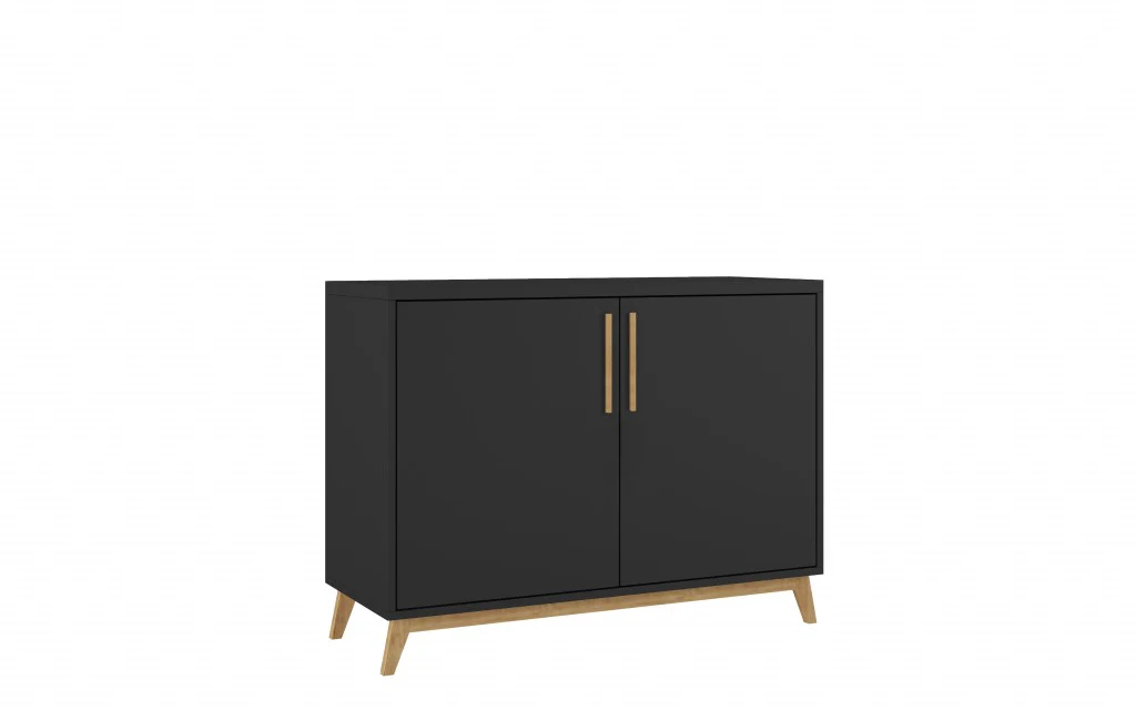Modern Black And Natural Two Door Buffet By Homeroots - Image 4