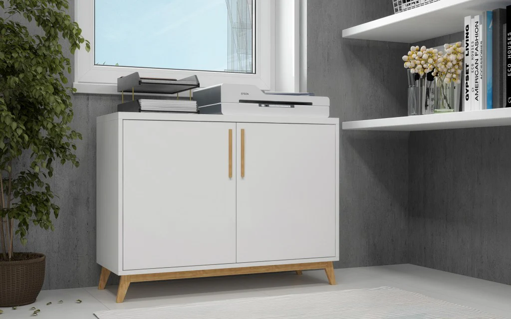 Modern Black And Natural Two Door Buffet By Homeroots - Image 8