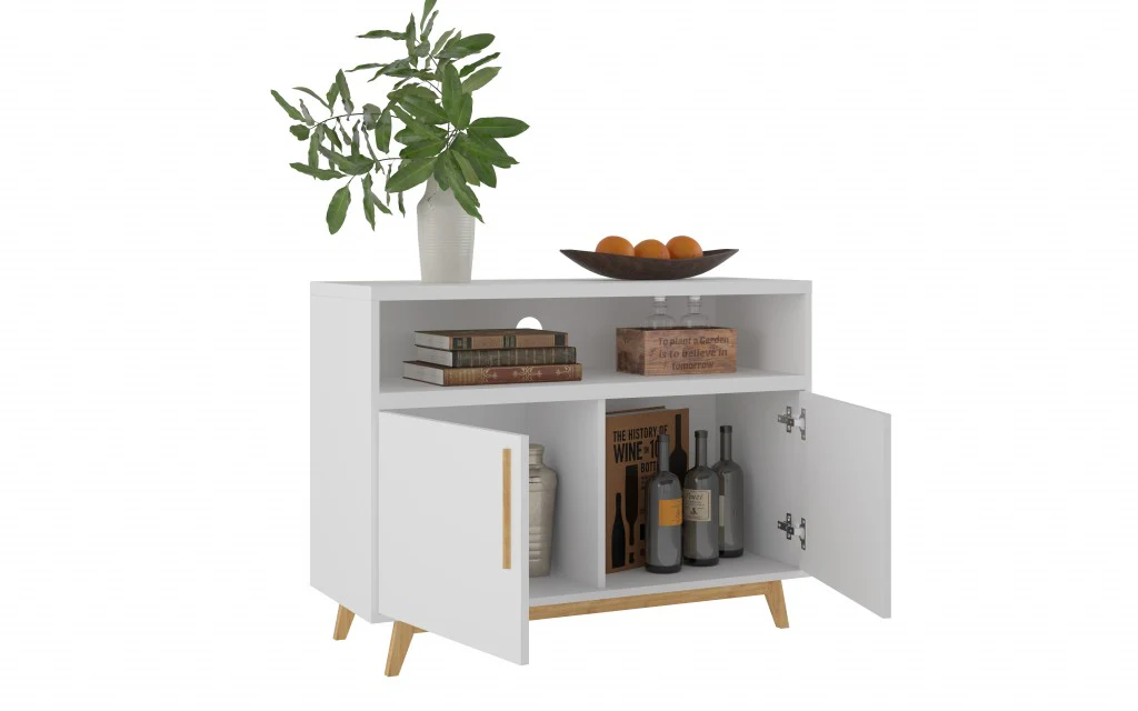 Modern Black And Natural Two Door Console Table By Homeroots - Image 11