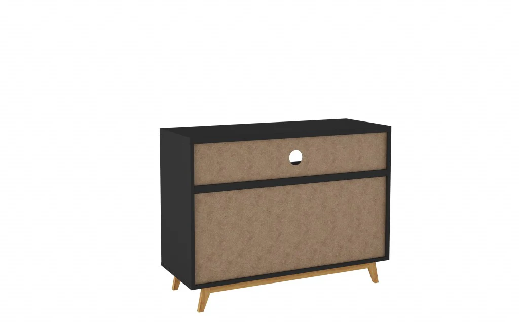 Modern Black And Natural Two Door Console Table By Homeroots - Image 5