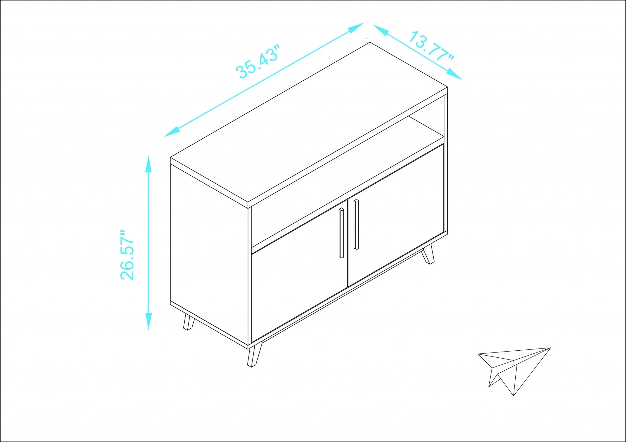 Modern Black And Natural Two Door Console Table By Homeroots - Image 6