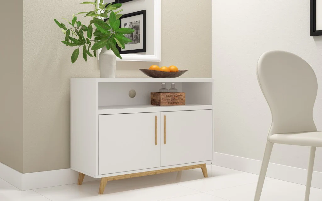 Modern Black And Natural Two Door Console Table By Homeroots - Image 9