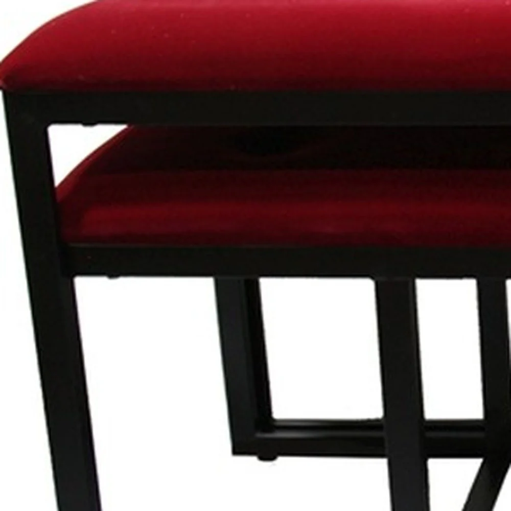 Modern Black and Red Metal Three Piece Bench Set By Homeroots - Image 5