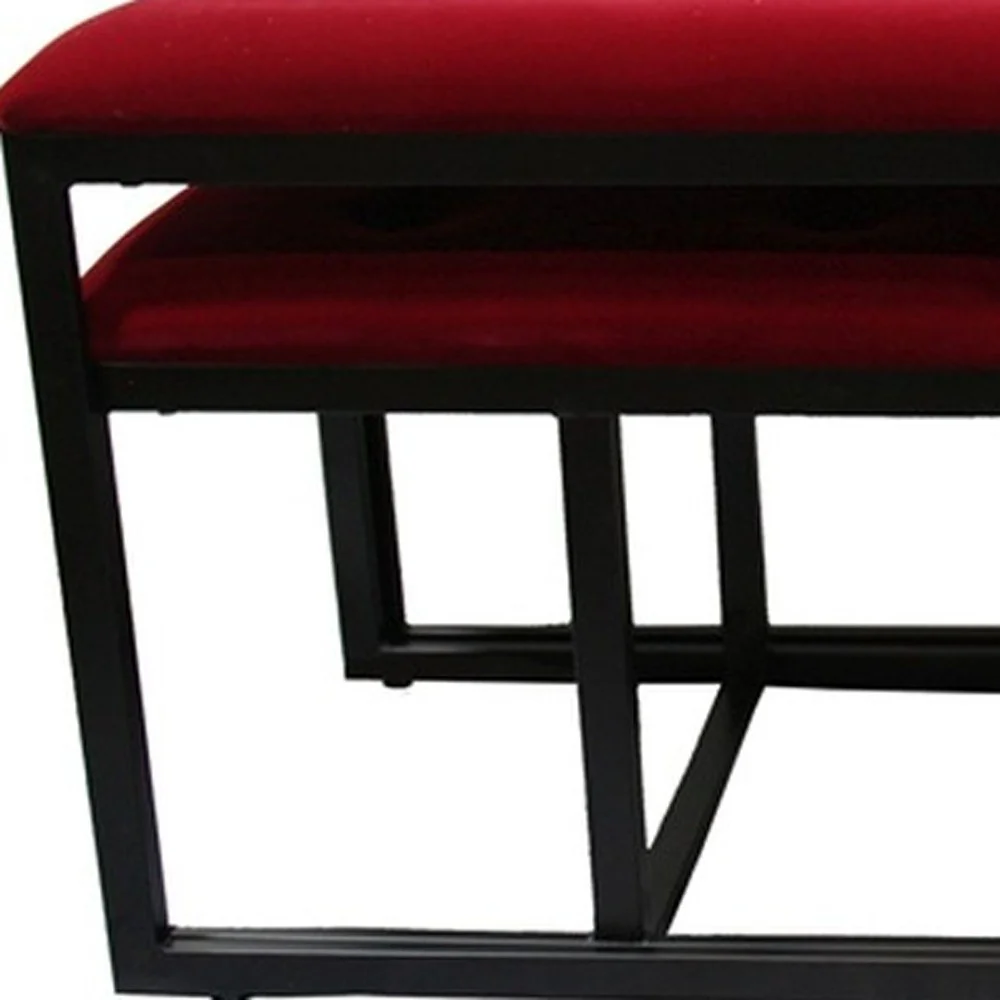 Modern Black and Red Metal Three Piece Bench Set By Homeroots - Image 7