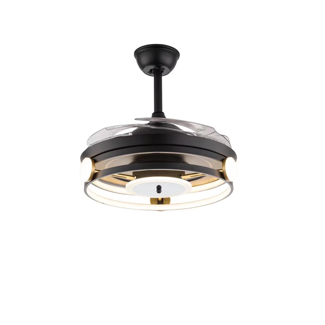 Modern Black Ceiling Lamp With Retractable Fan By Homeroots - Image 5