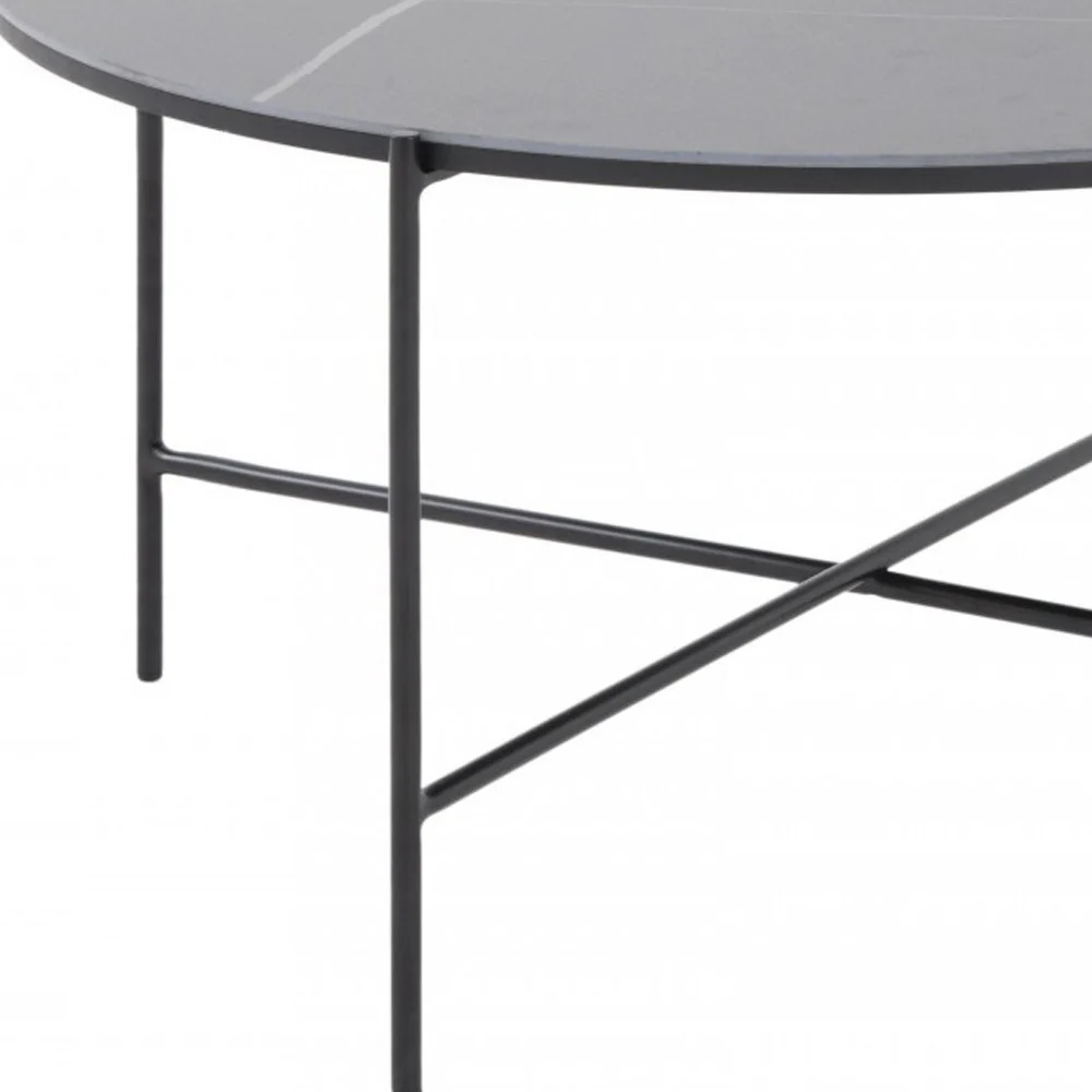 Modern Black Ceramic Round Coffee Table By Homeroots - Image 3