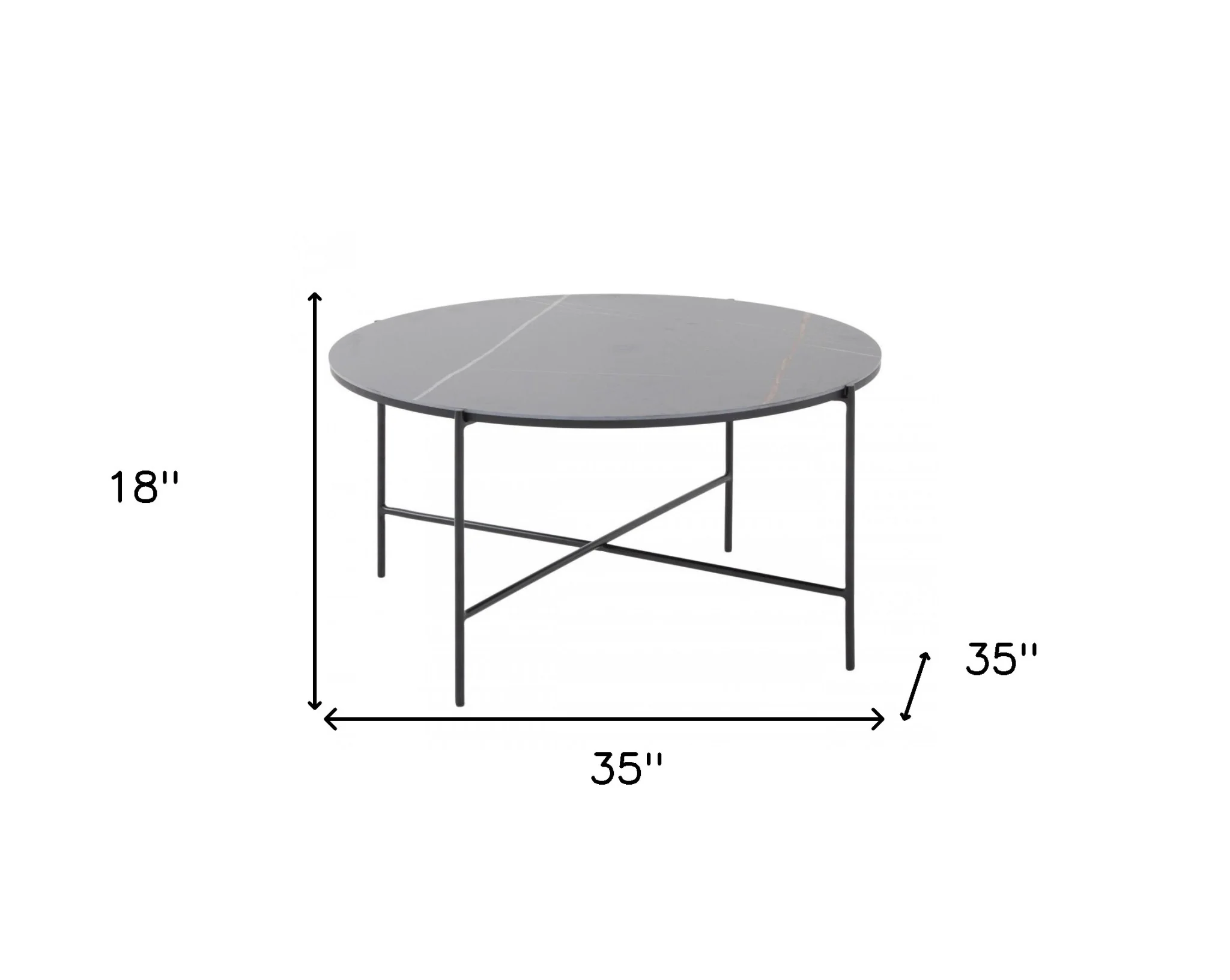 Modern Black Ceramic Round Coffee Table By Homeroots - Image 5