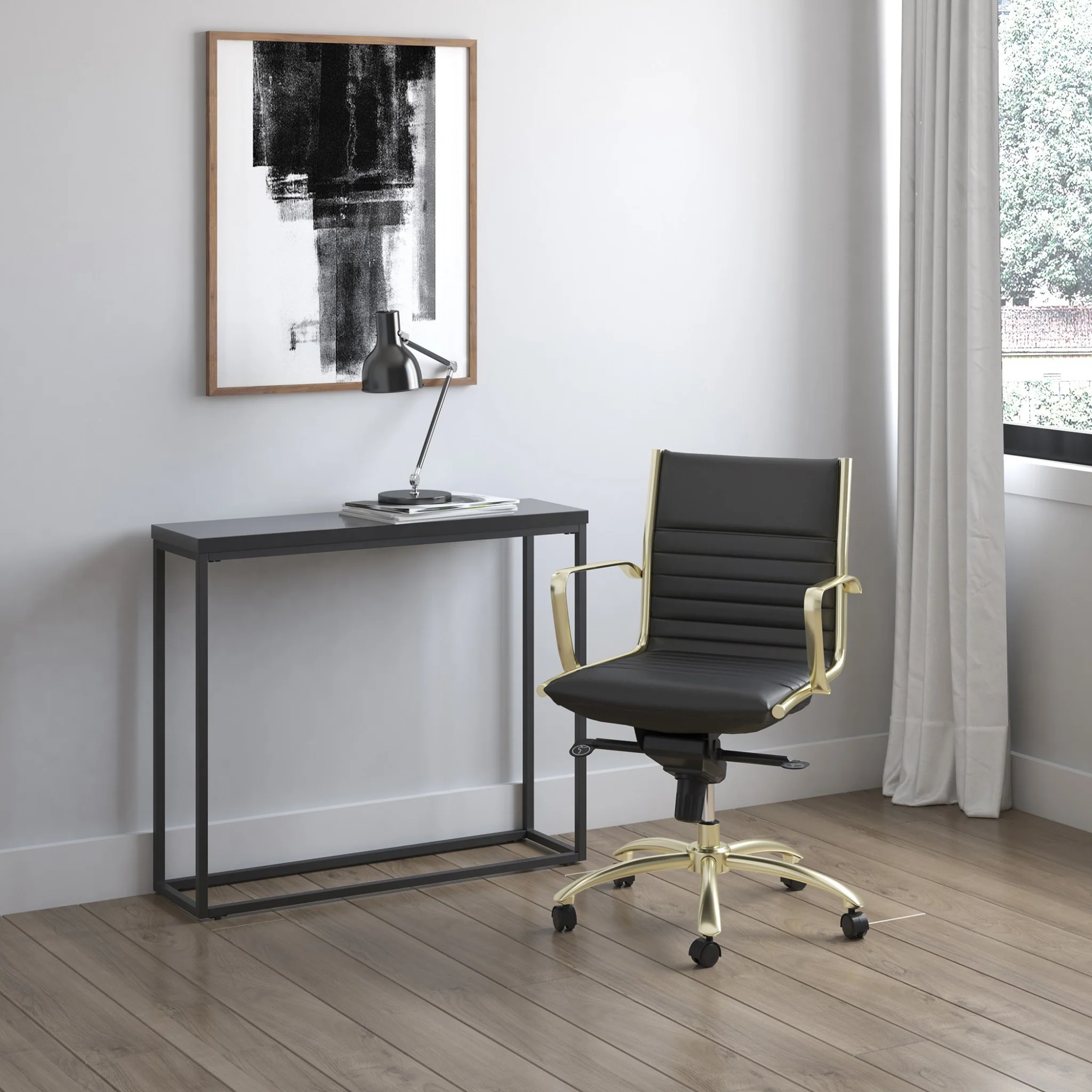 Modern Black Gloss on Black Console Table By Homeroots - Image 7