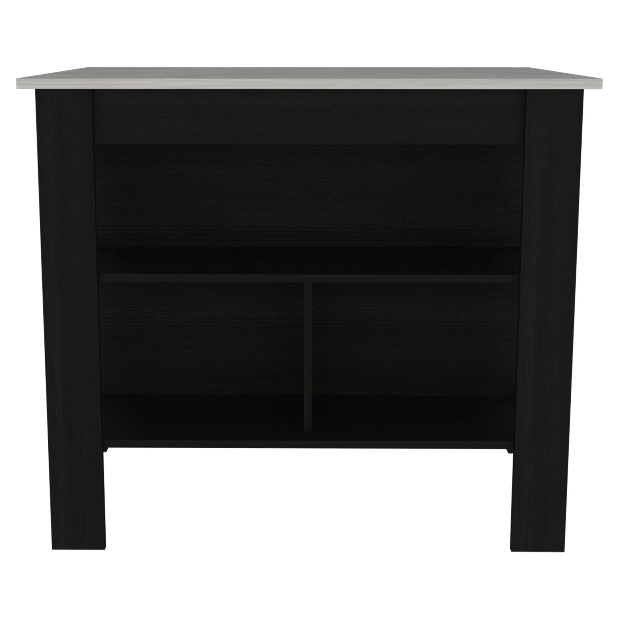 Modern Black Kitchen Island with a Marble Counter Top By Homeroots - Image 2