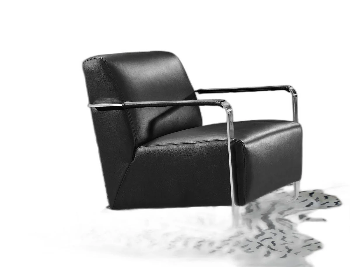 Modern Black Leather and Chrome Accent Chair By Homeroots - Image 4
