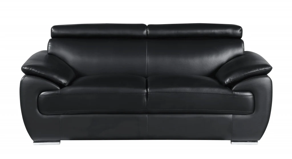 Modern Black Leather Sofa And Loveseat By Homeroots - 343848 - Image 3