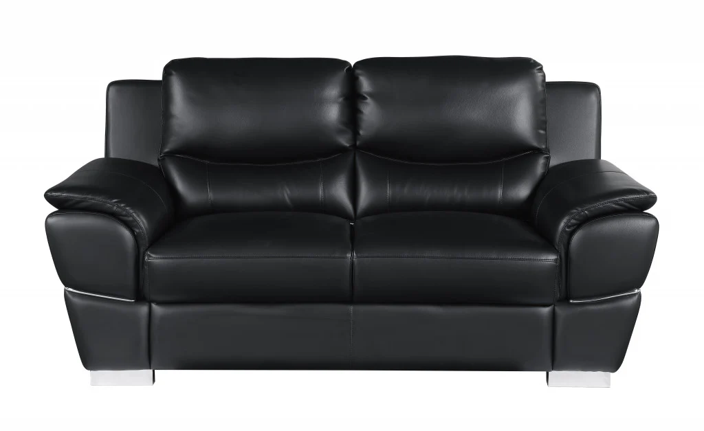 Modern Black Leather Sofa And Loveseat By Homeroots - 343860 - Image 3