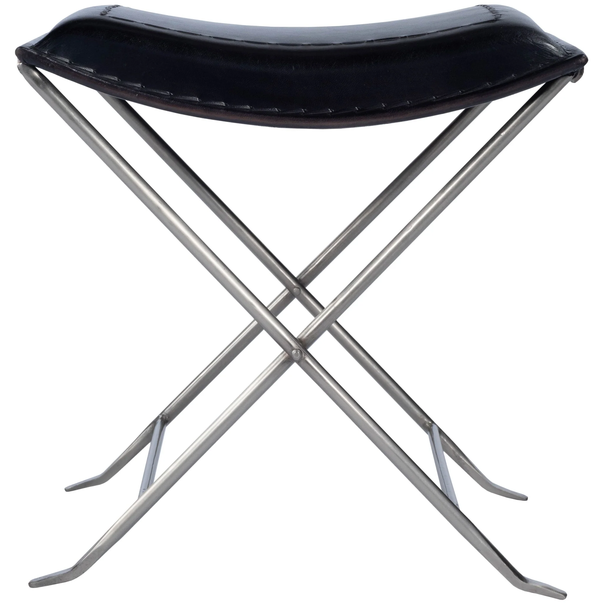 Modern Black Leather Stool By Homeroots - Image 2
