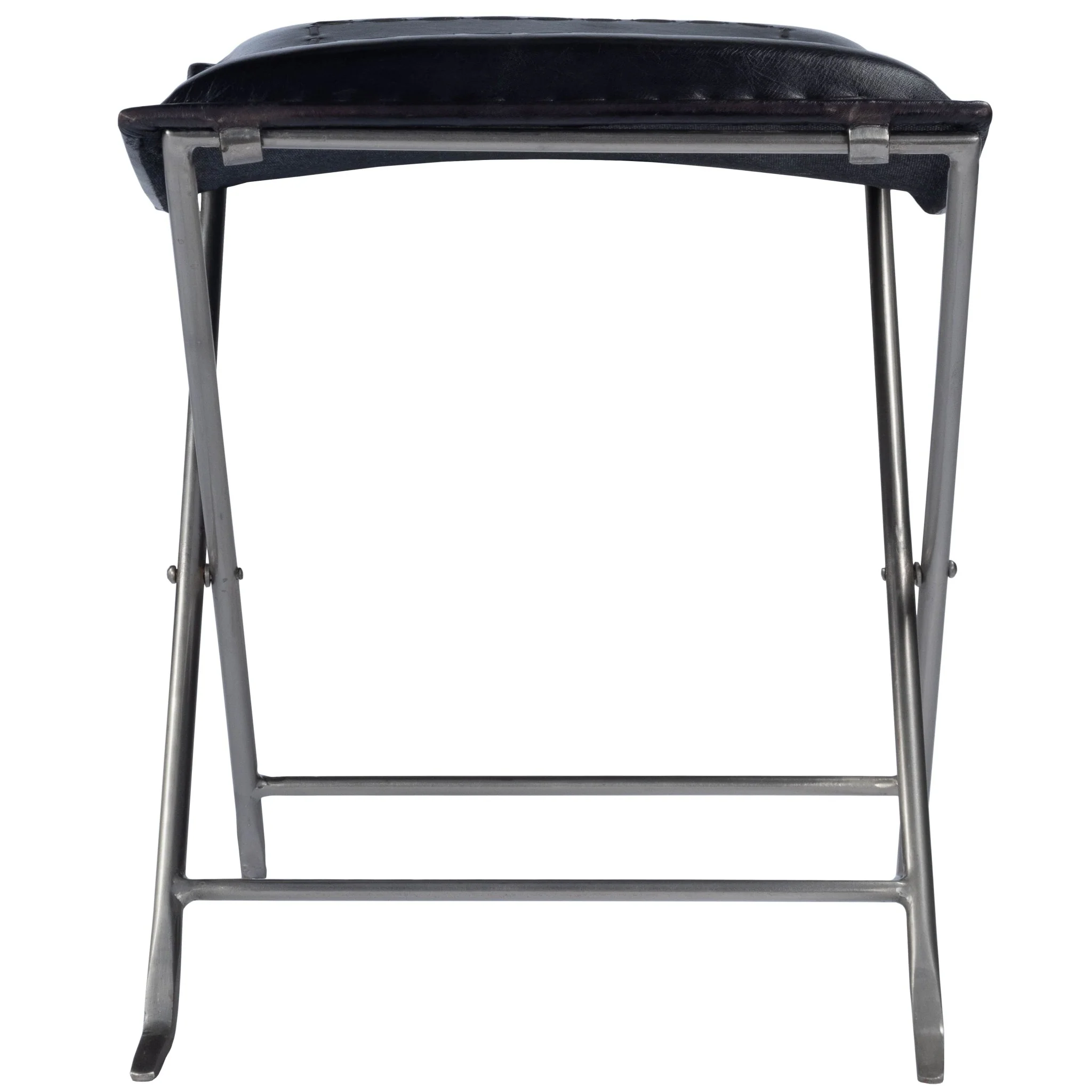 Modern Black Leather Stool By Homeroots - Image 3