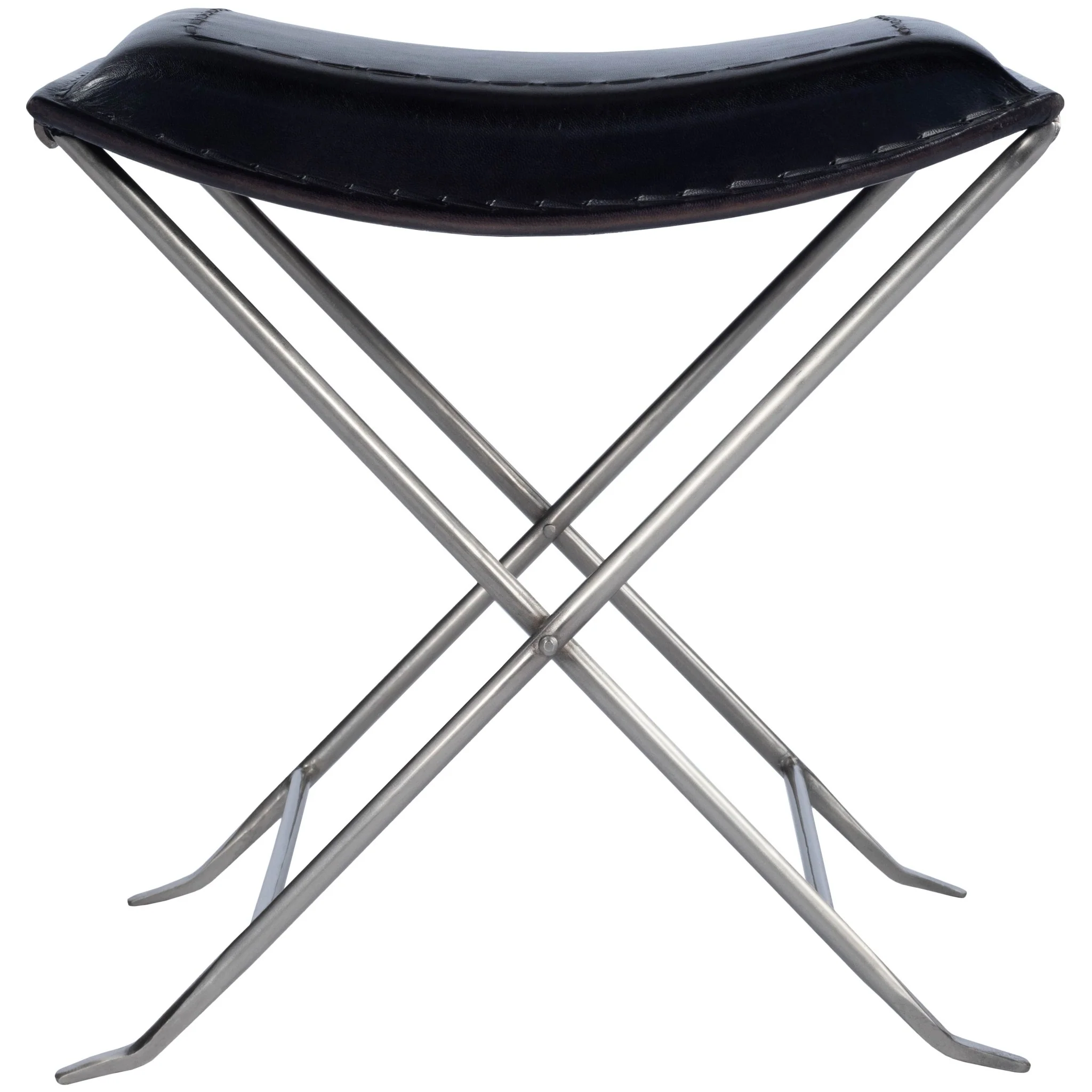 Modern Black Leather Stool By Homeroots - Image 4