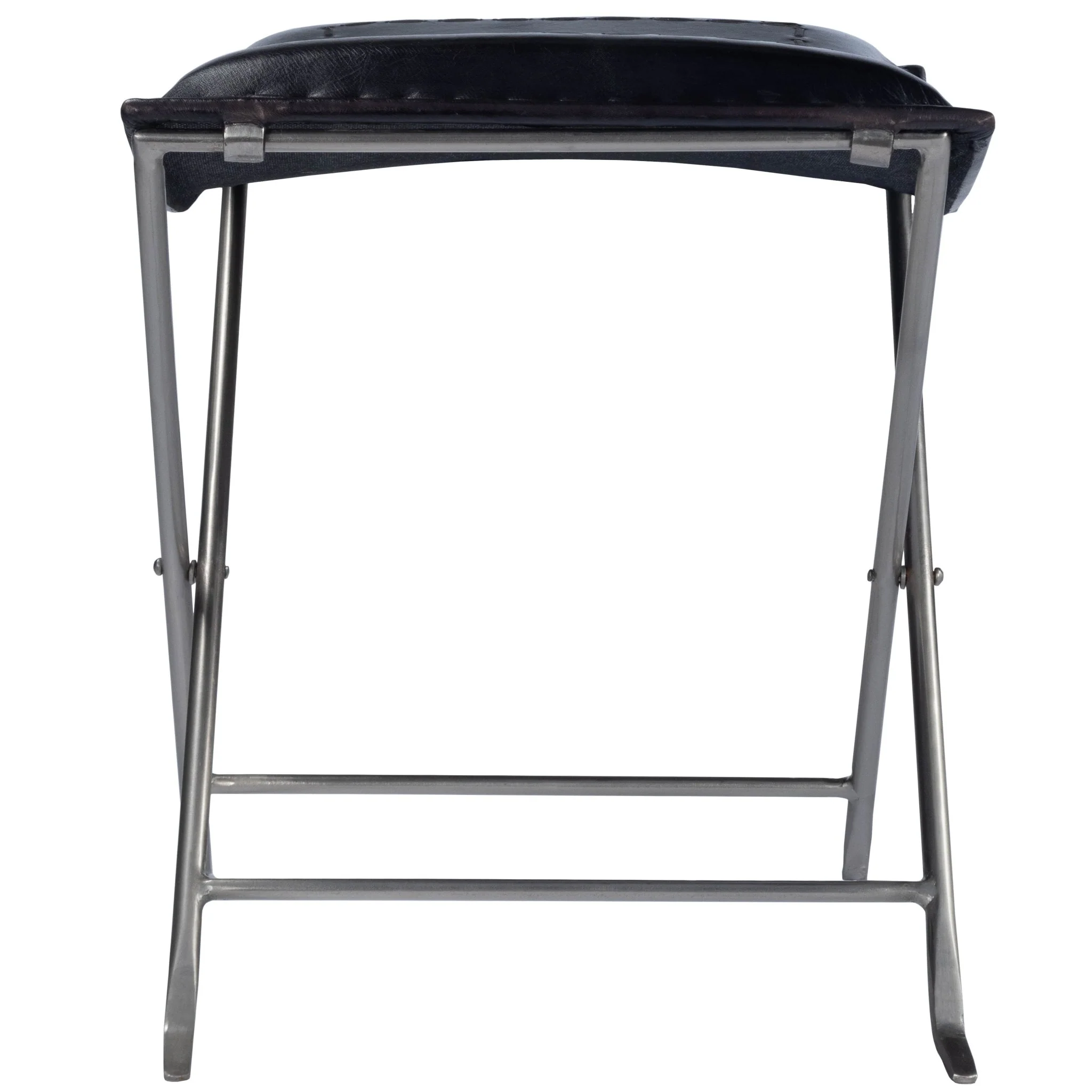 Modern Black Leather Stool By Homeroots - Image 5