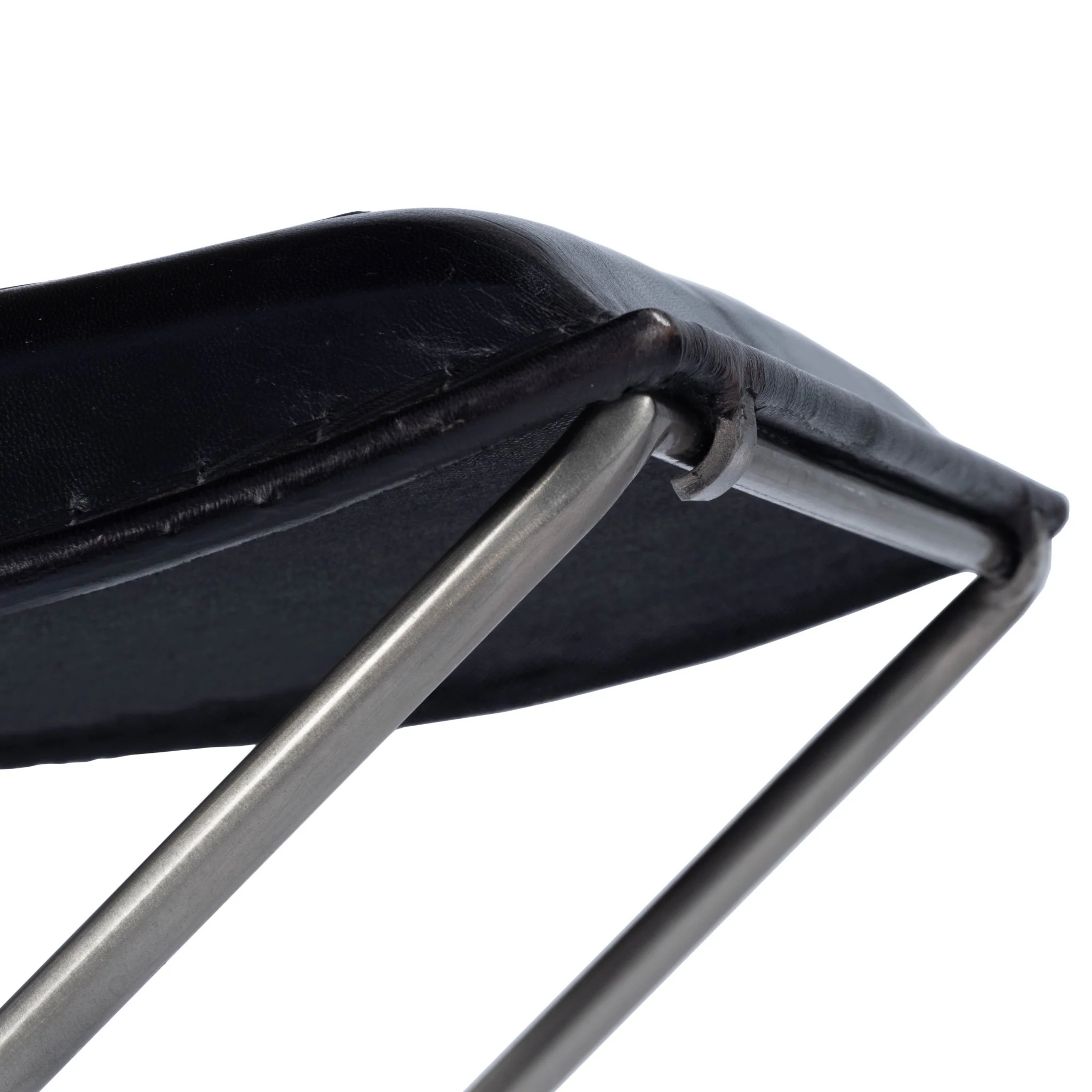Modern Black Leather Stool By Homeroots - Image 6