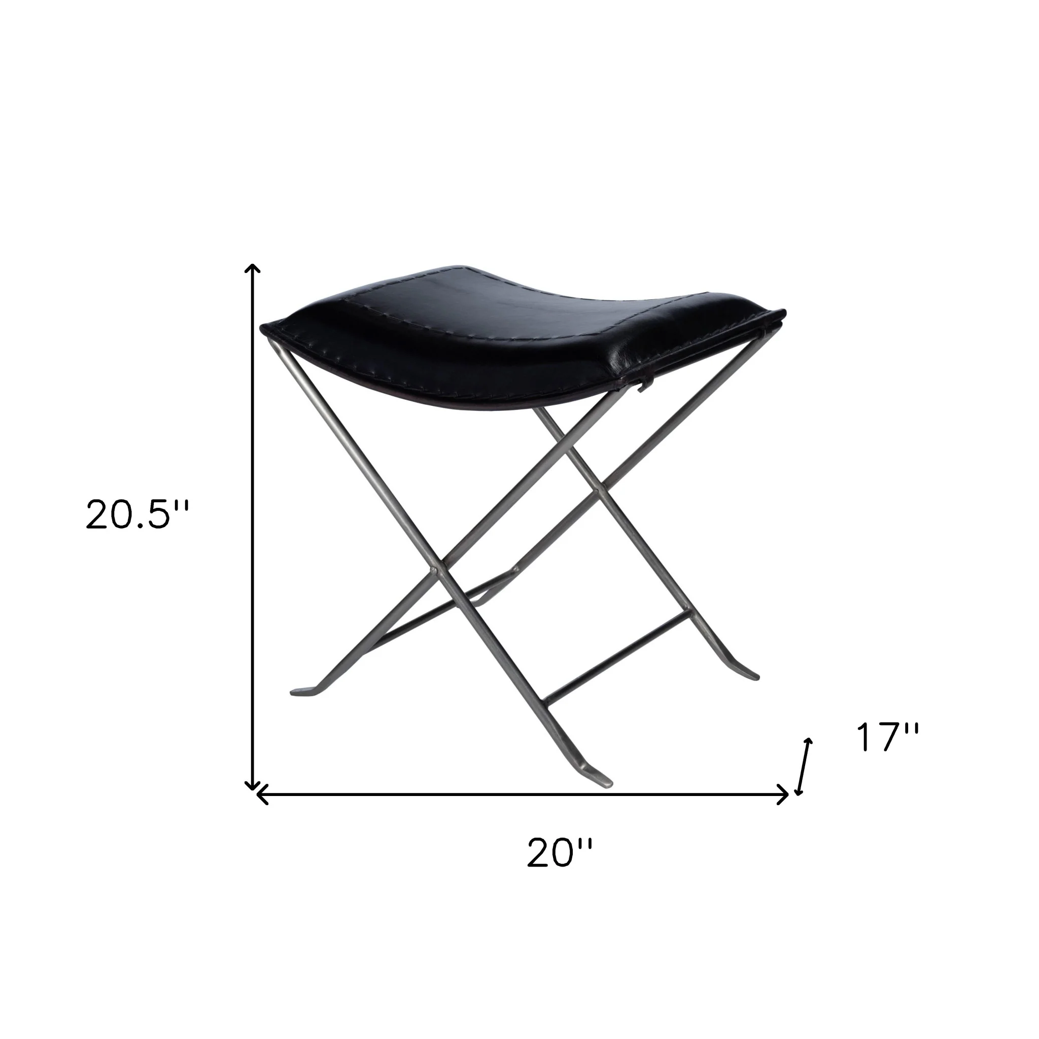 Modern Black Leather Stool By Homeroots - Image 8