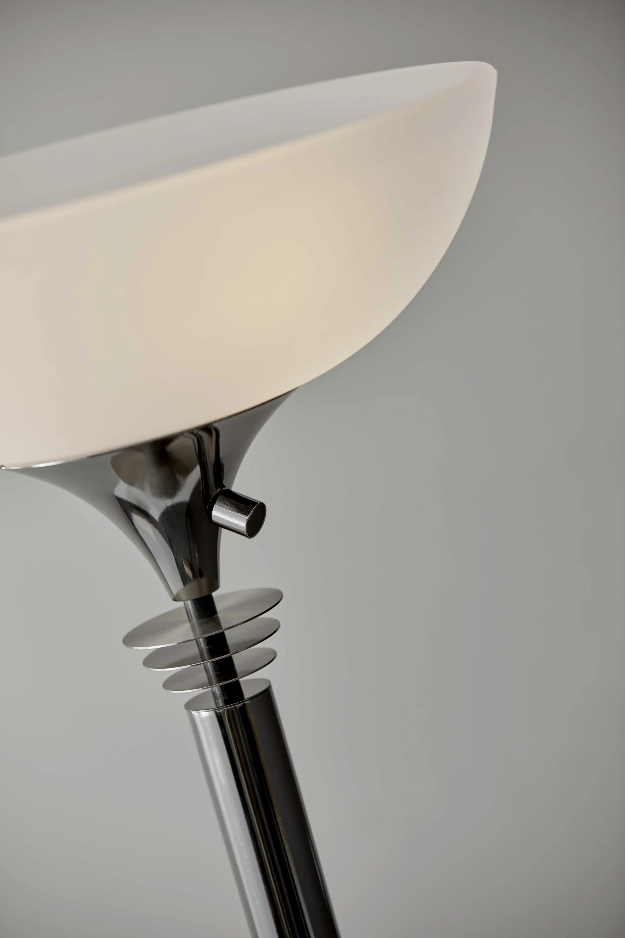 Modern Black Nickel Thick Pole Torchiere Floor Lamp - Image 2