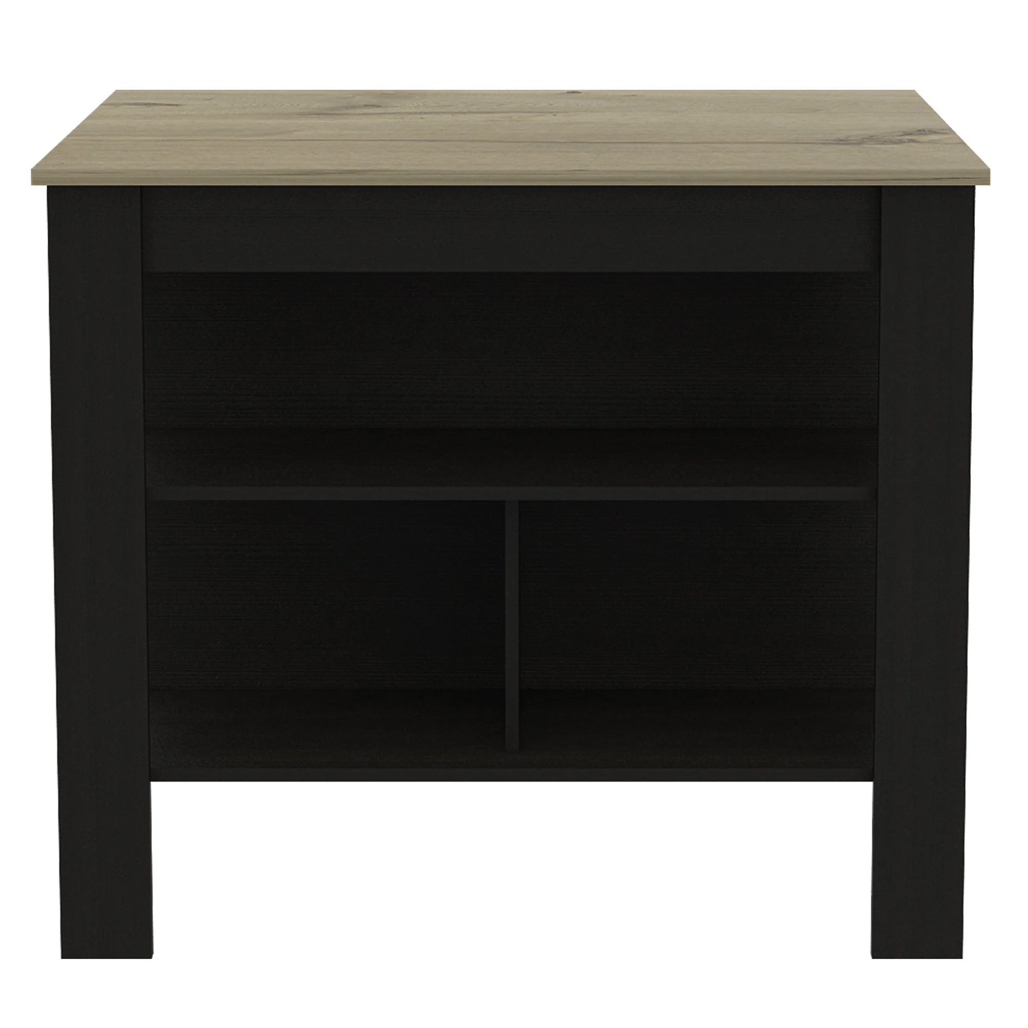 Modern Black Wengue and Light Oak Kitchen Island By Homeroots - Image 2