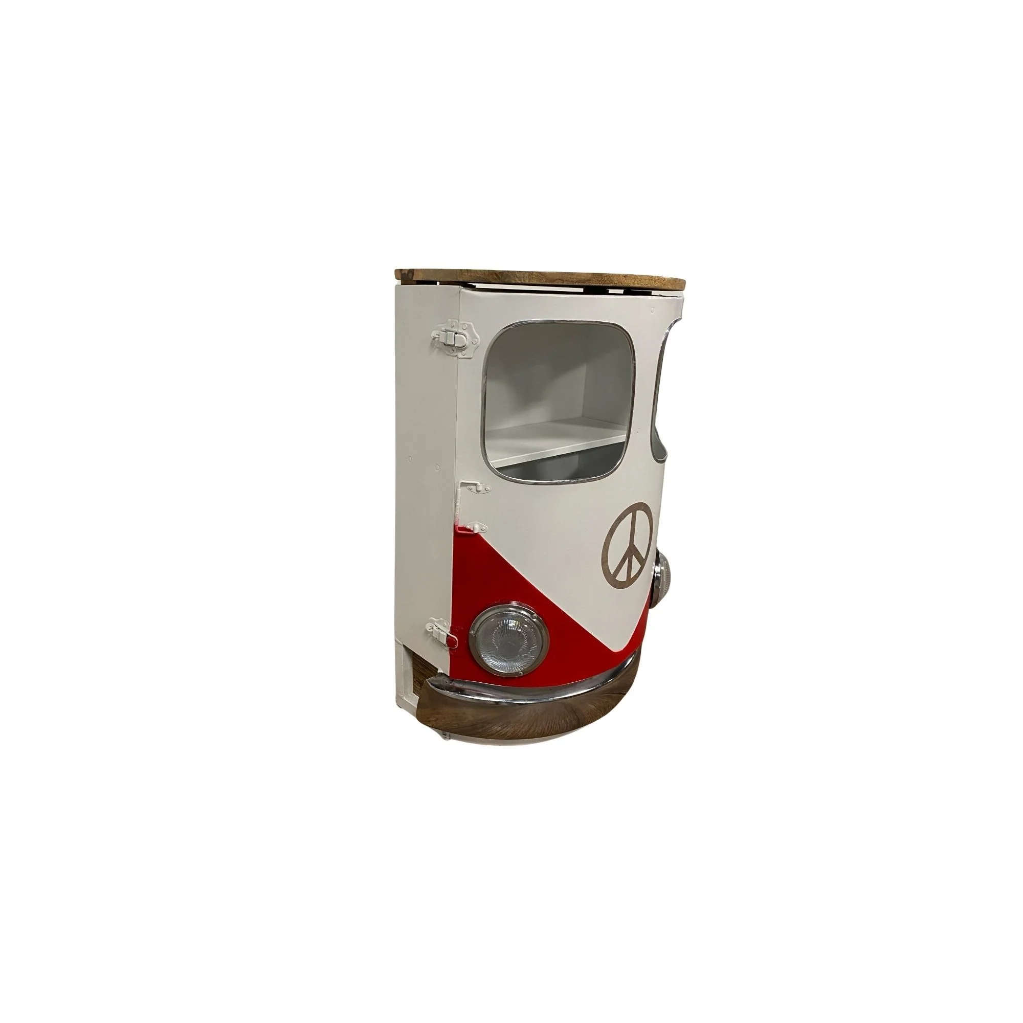 Modern Blue Metal And Wood Hippy Van Side Table By Homeroots - Image 9