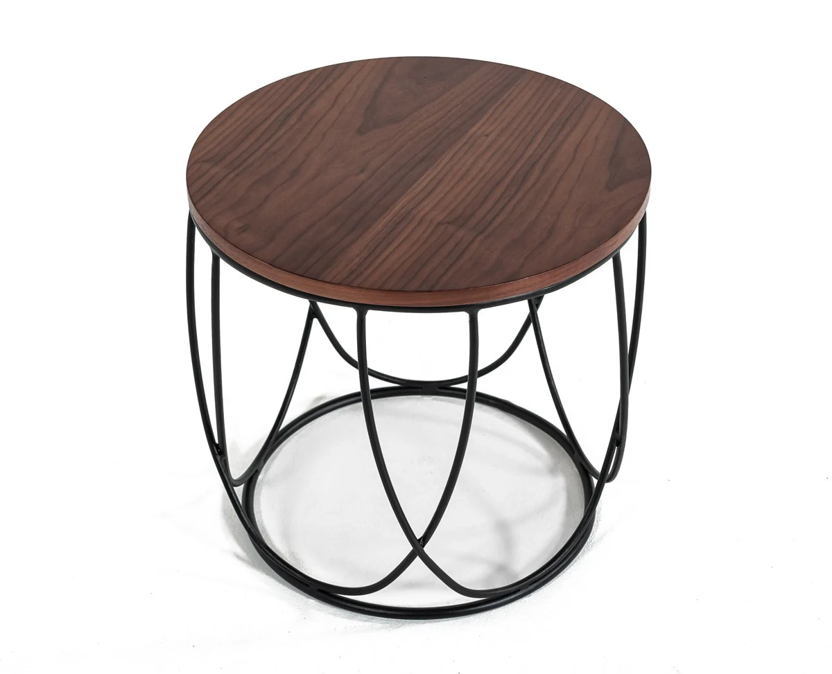 Modern Brown and Black Round Open Geo Base End Table By Homeroots - Image 2