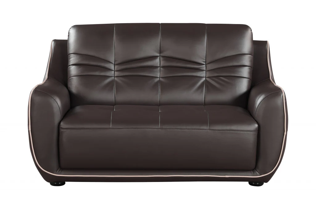 Modern Brown Leather Sofa And Loveseat By Homeroots - 343871 - Image 3
