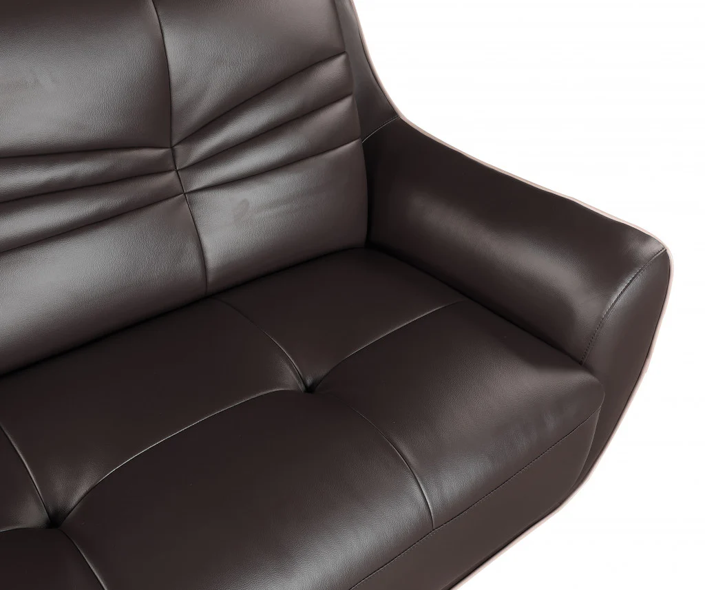 Modern Brown Leather Sofa And Loveseat By Homeroots - 343871 - Image 5