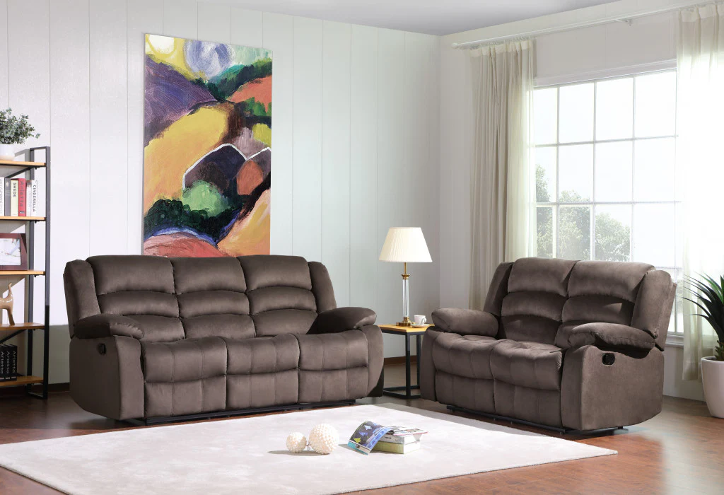 Modern Brown Leather Sofa And Loveseat By Homeroots - 343875 - Image 2