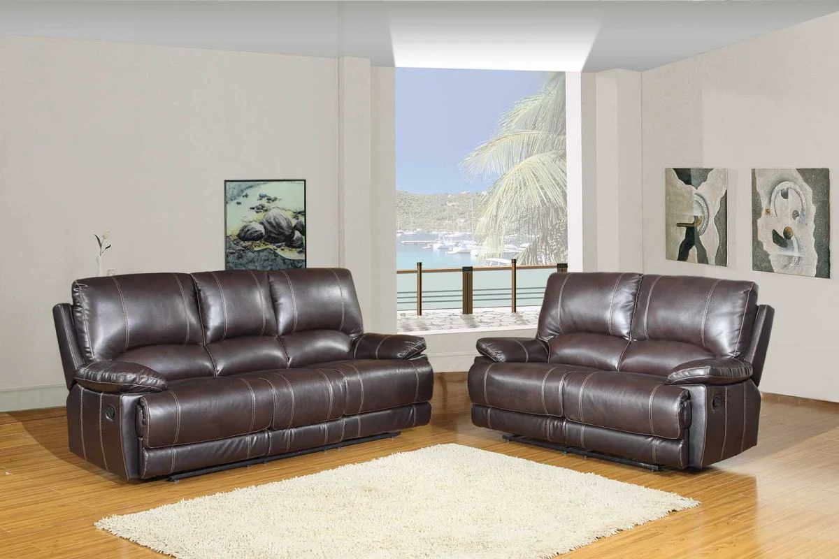 Modern Brown Leather Sofa And Loveseat By Homeroots - 343890 - Image 2