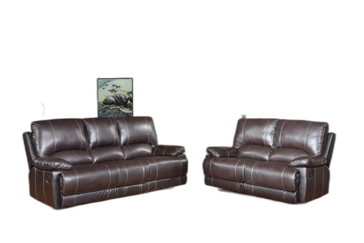 Modern Brown Leather Sofa And Loveseat By Homeroots - 343890 - Image 3