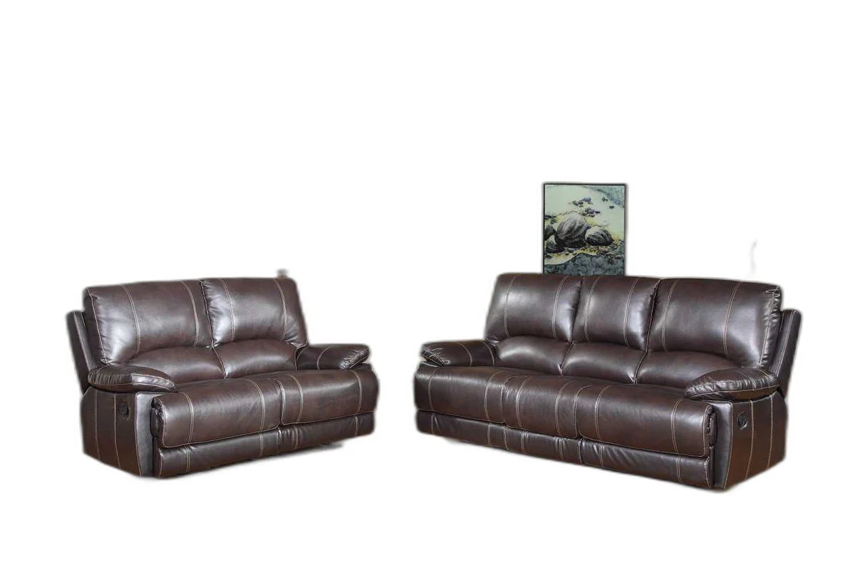 Modern Brown Leather Sofa And Loveseat By Homeroots - 343890 - Image 4