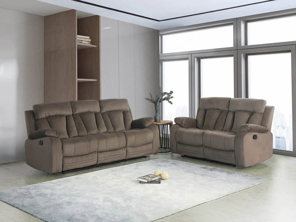 Modern Brown Leather Sofa And Loveseat By Homeroots - 343892 - Image 2