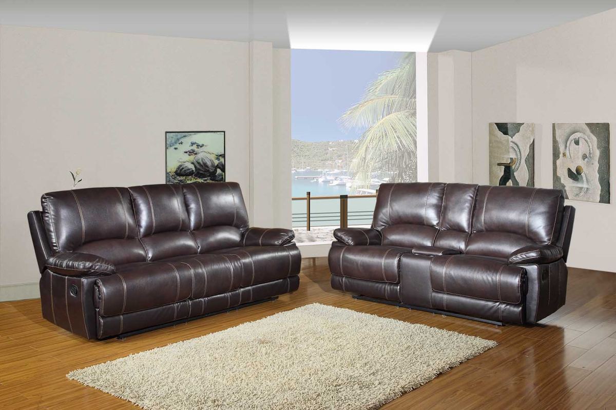 Modern Brown Sofa With Console Loveseat By Homeroots - Image 2