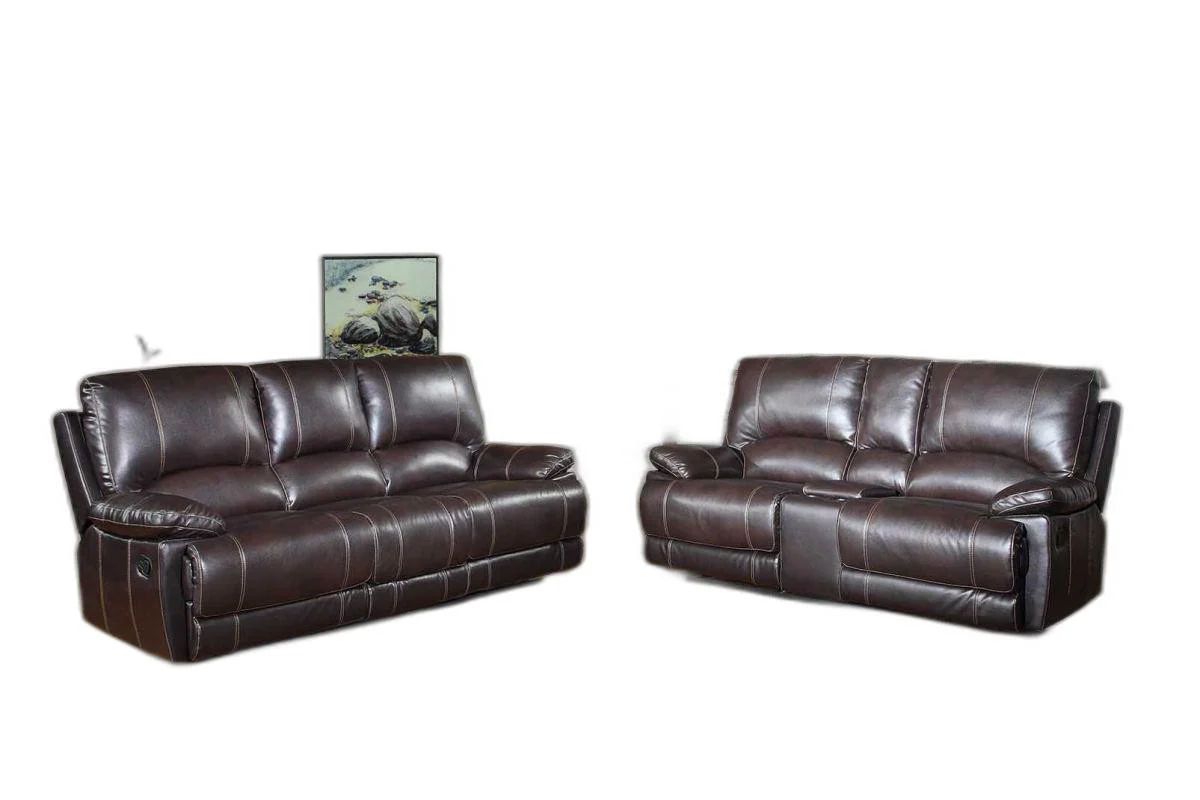 Modern Brown Sofa With Console Loveseat By Homeroots - Image 3