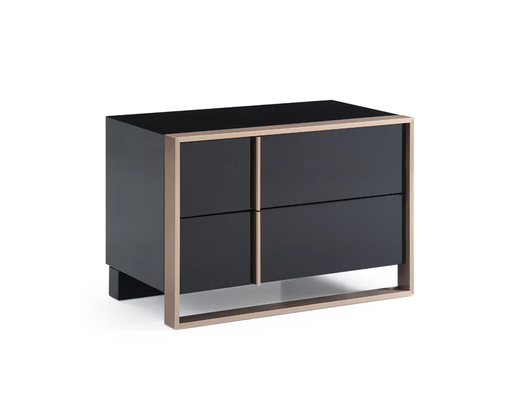 Modern Brushed Black And Bronze Nightstand By Homeroots - Image 2