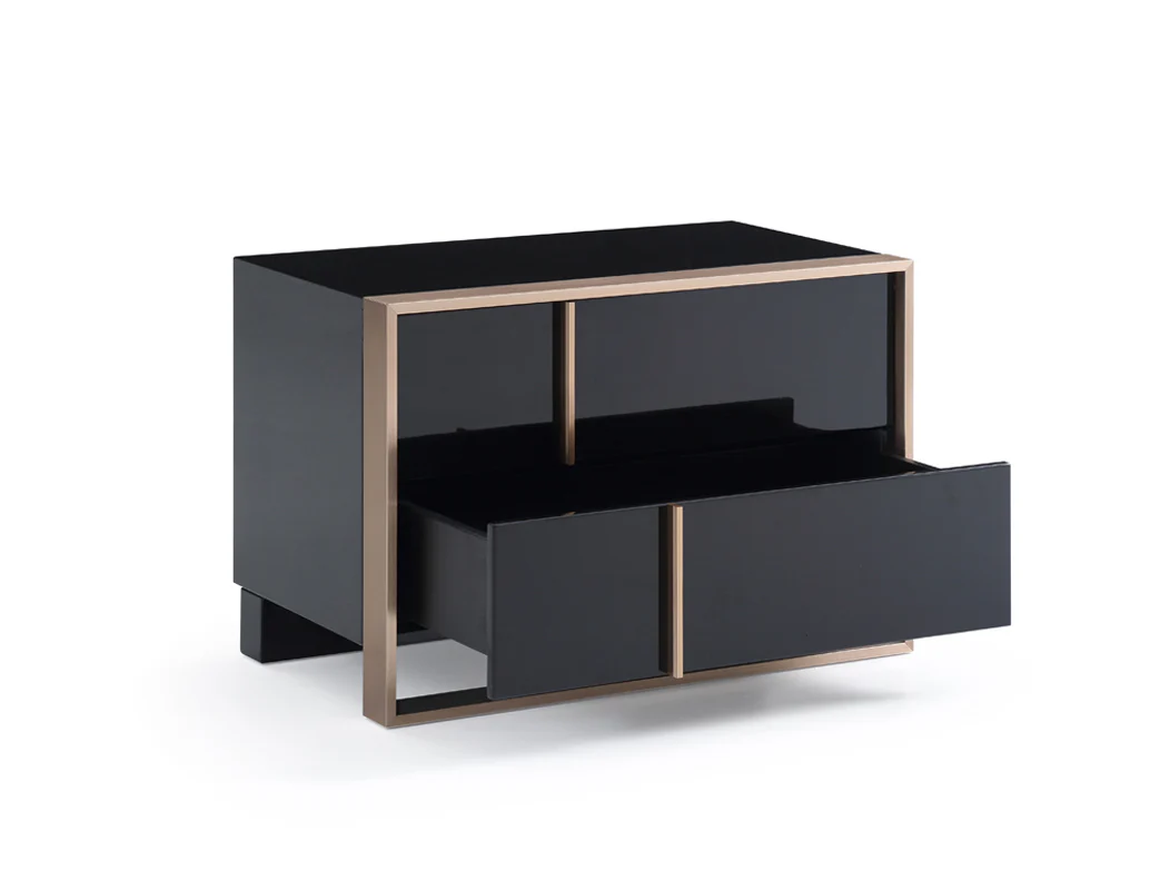 Modern Brushed Black And Bronze Nightstand By Homeroots - Image 3