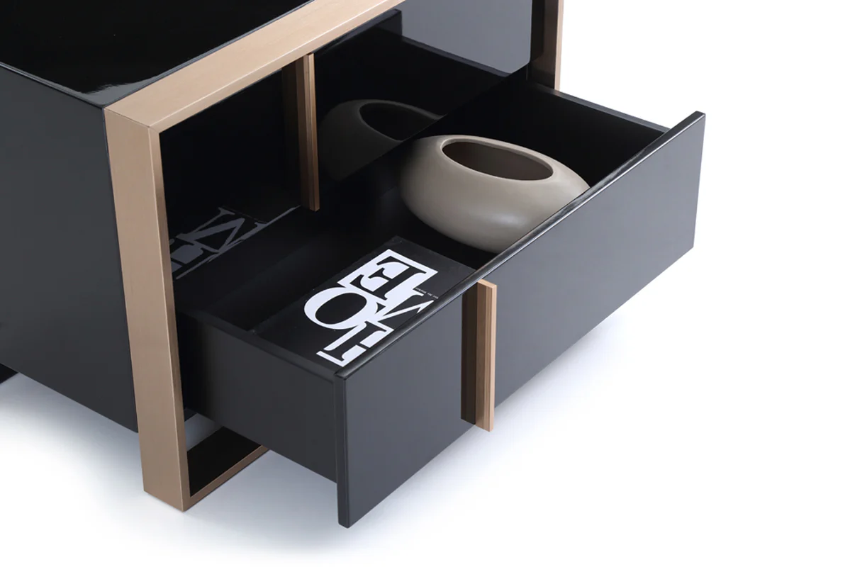Modern Brushed Black And Bronze Nightstand By Homeroots - Image 4