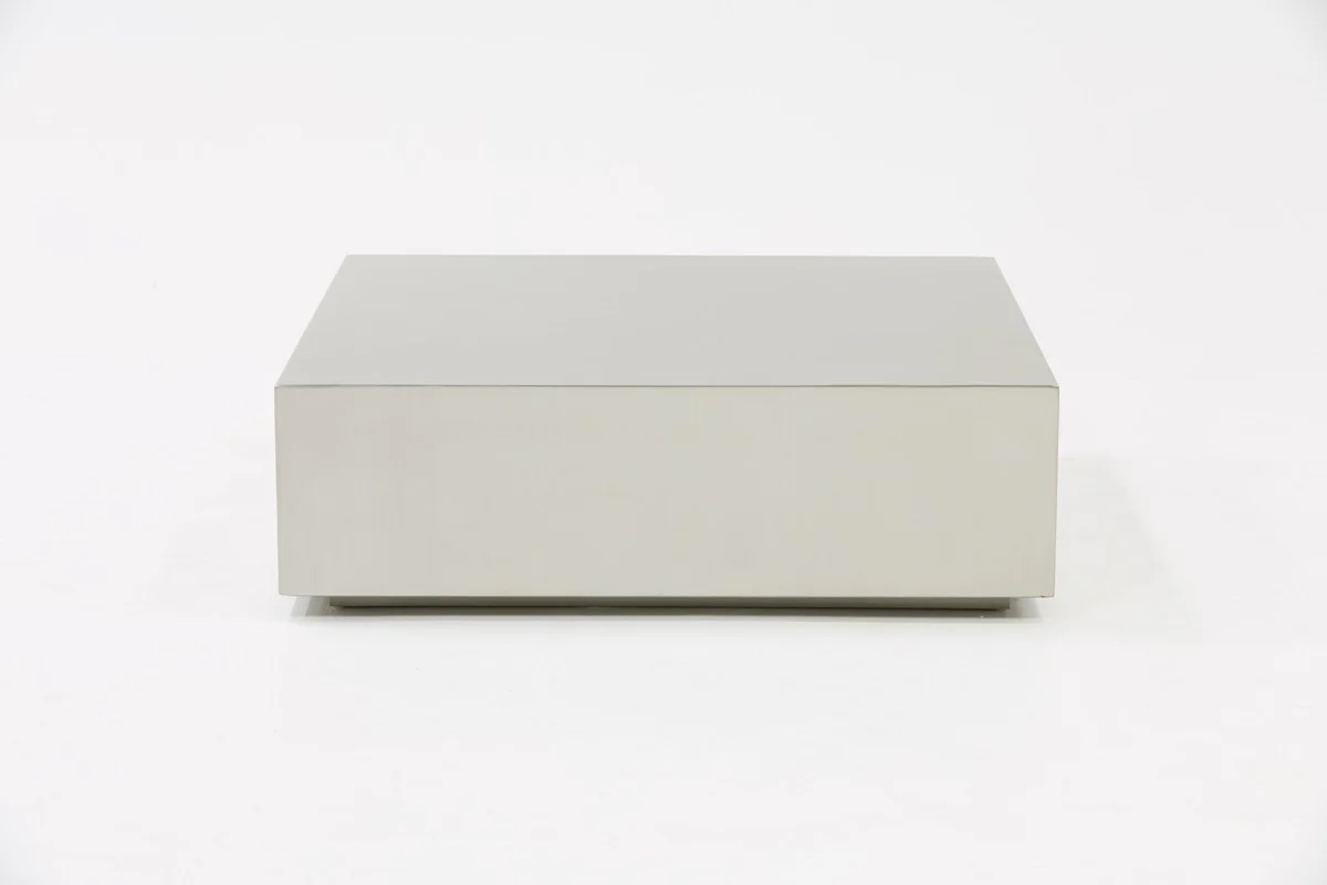 Modern Brushed Silver Stainless Steel Coffee Table By Homeroots - Image 2