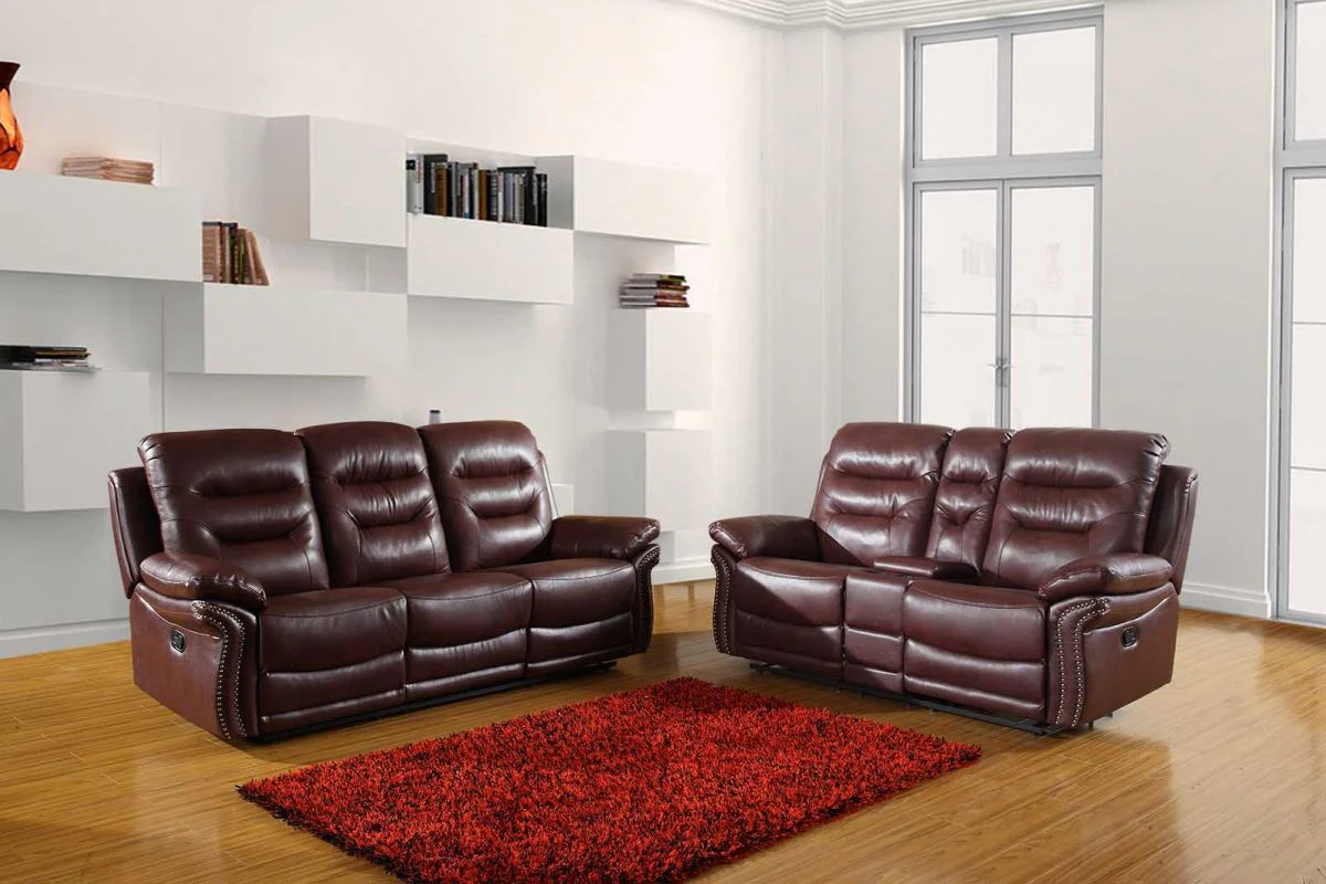 Modern Burgundy Sofa With Console Loveseat By Homeroots - Image 2