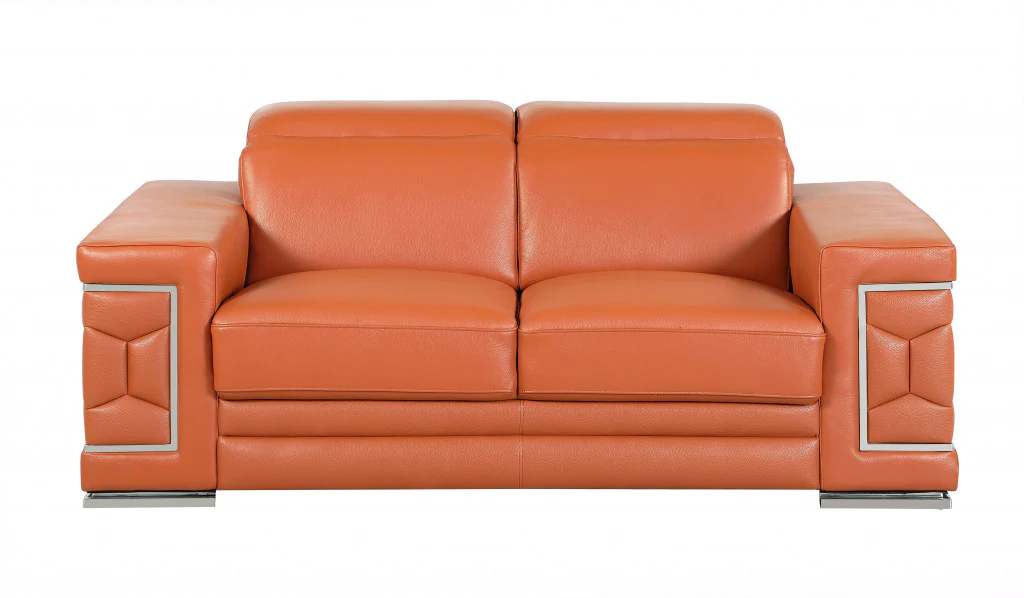 Modern Camel Leather Sofa And Loveseat  By Homeroots - Image 3