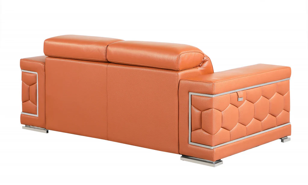 Modern Camel Leather Sofa And Loveseat  By Homeroots - Image 6