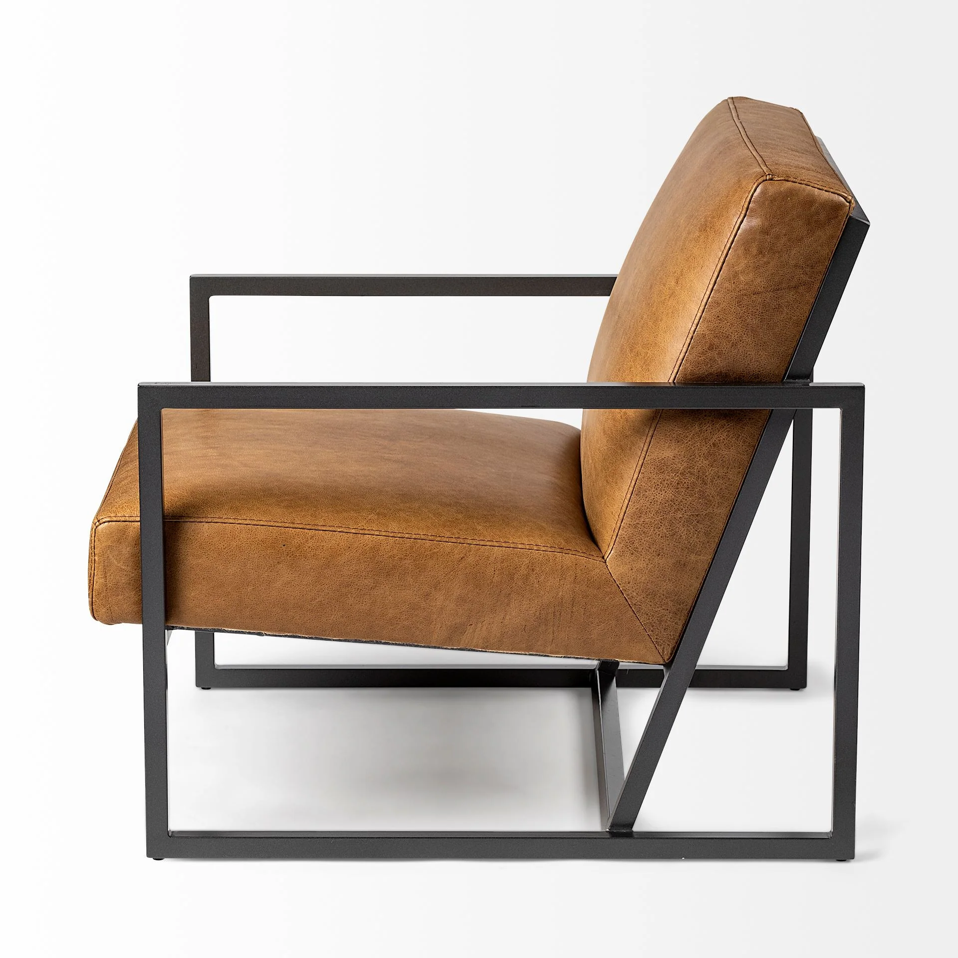 Modern Caramel Leather Accent Armchair By Homeroots - Image 3