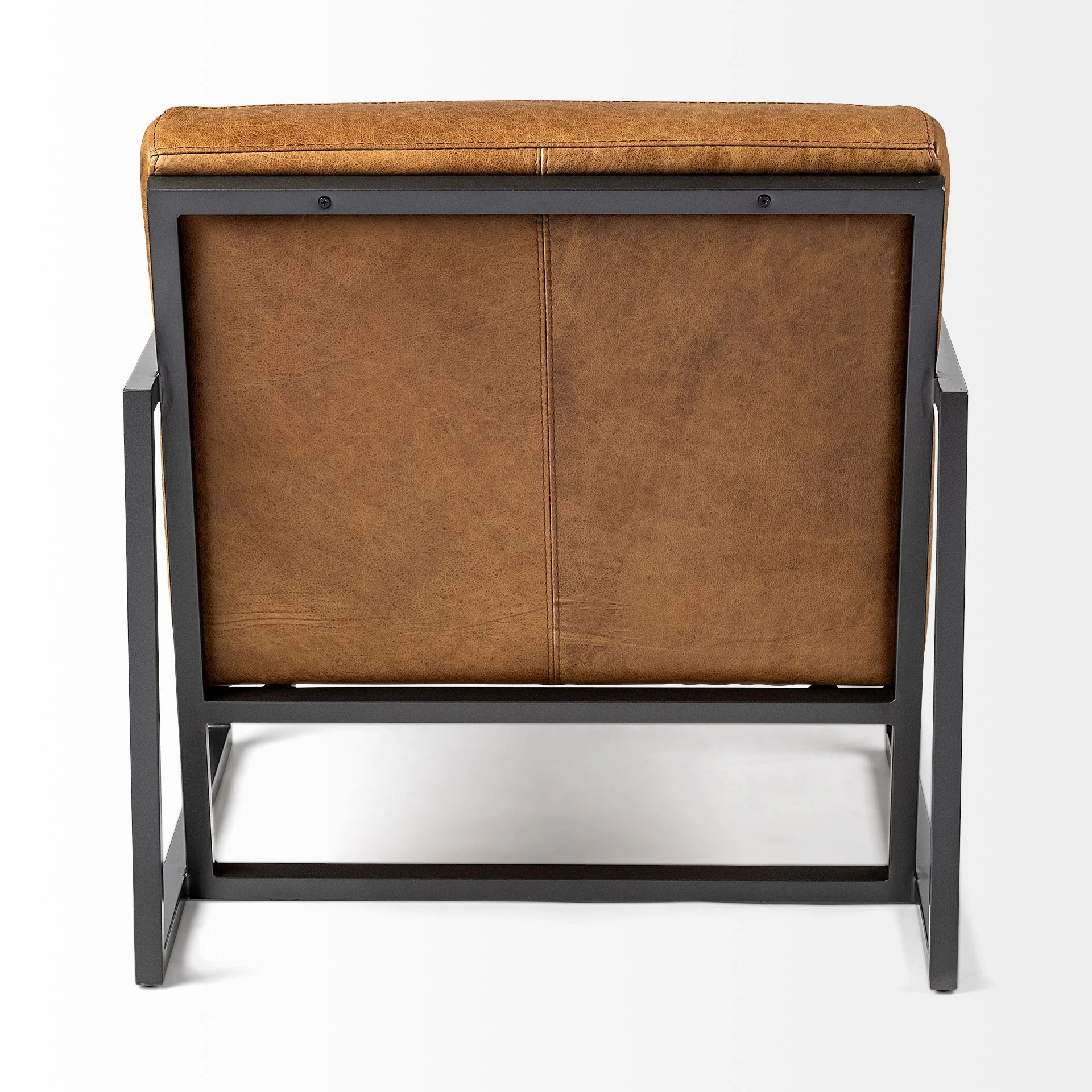 Modern Caramel Leather Accent Armchair By Homeroots - Image 4