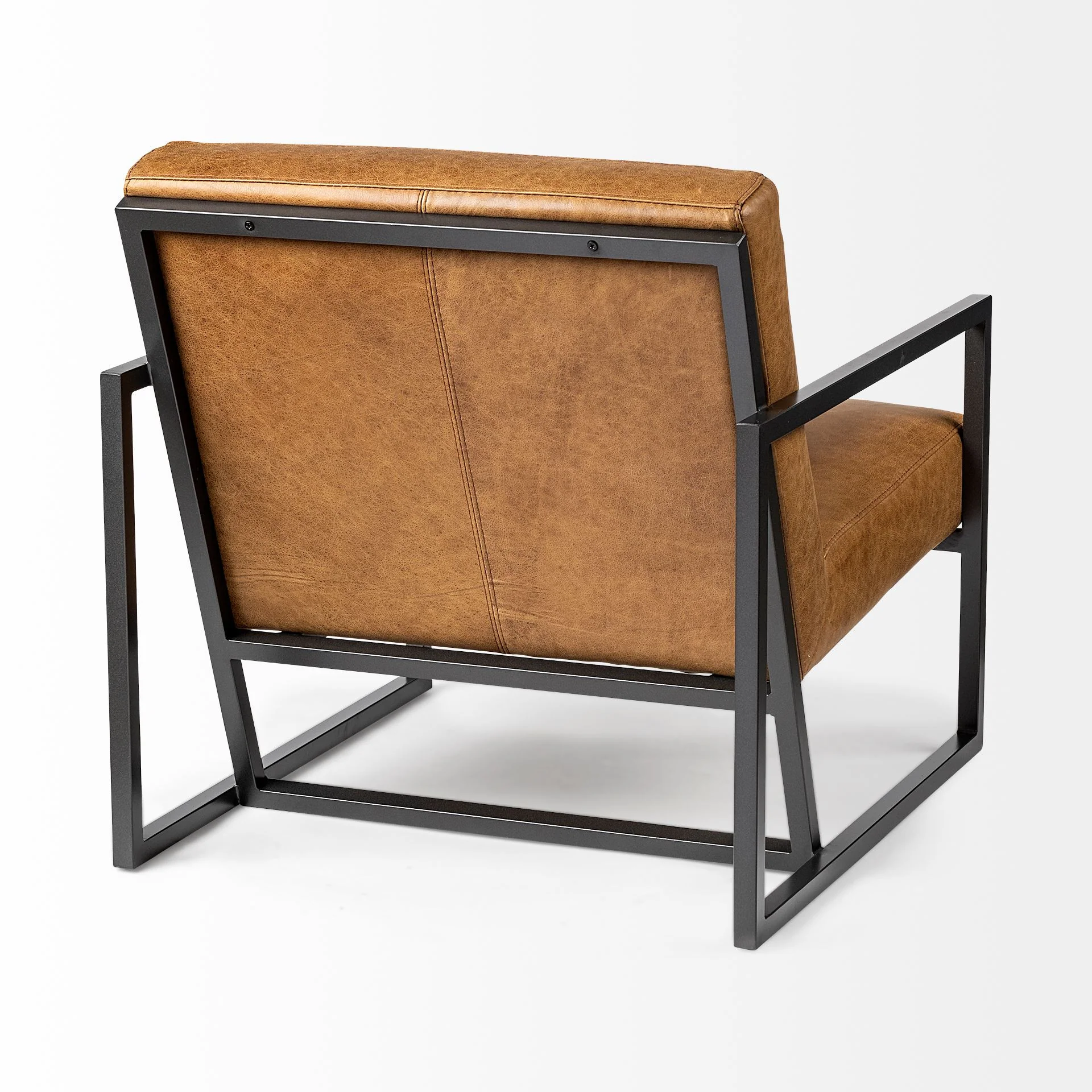Modern Caramel Leather Accent Armchair By Homeroots - Image 5