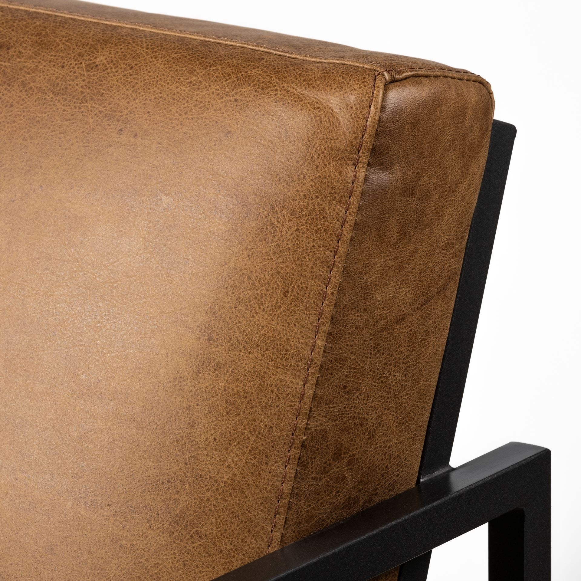 Modern Caramel Leather Accent Armchair By Homeroots - Image 6